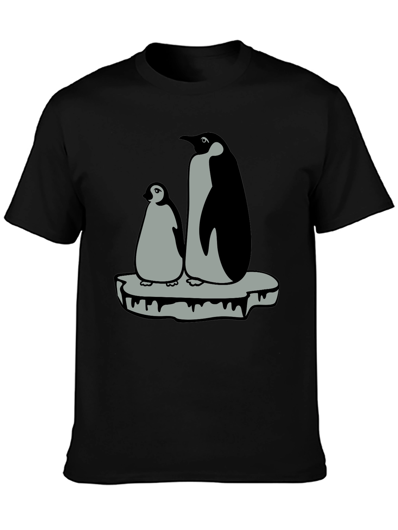 Penguin Family Graphic T-Shirt - Black