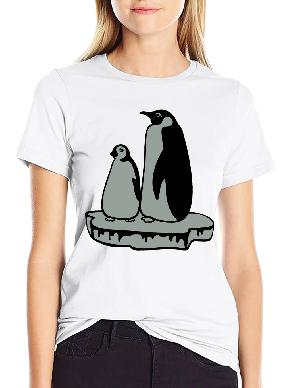 Penguin Family Graphic T-Shirt - Black
