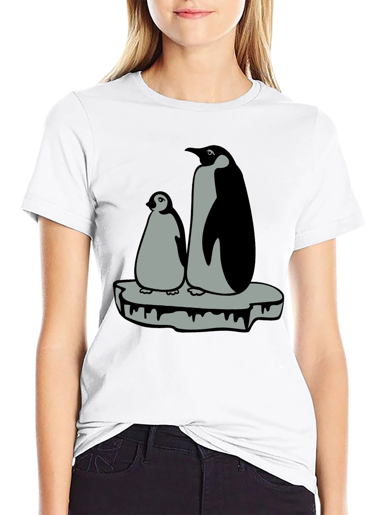 Penguin Family Graphic T-Shirt - Black