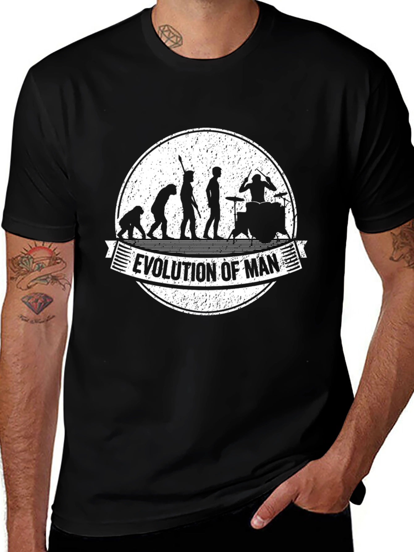 Evolution of Man Drummer Graphic T-Shirt