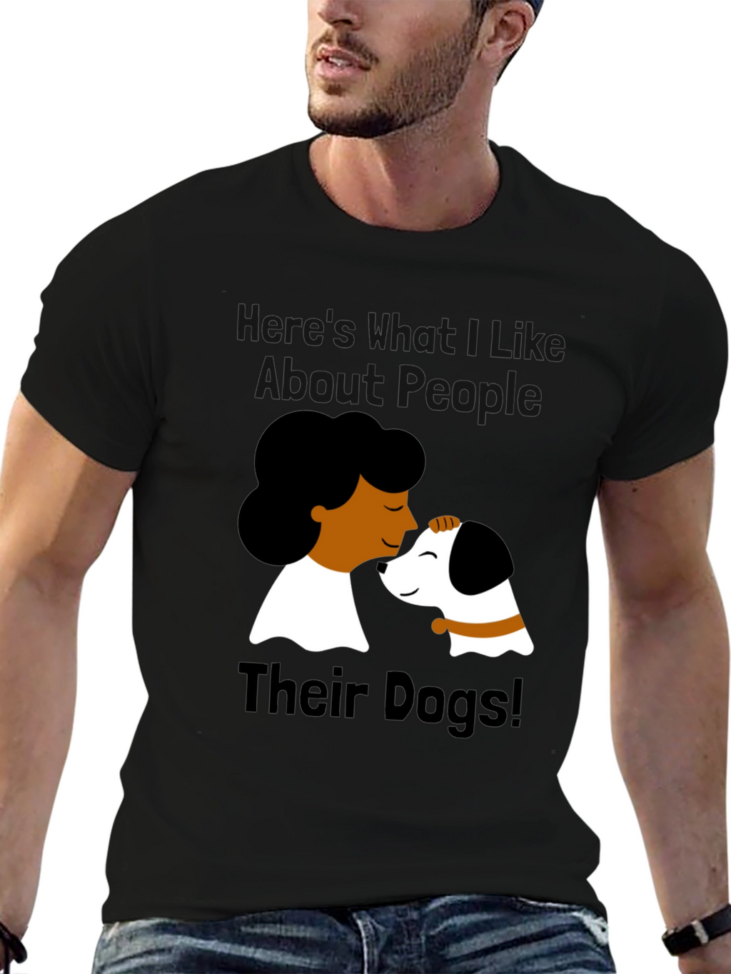 Dog Lover Graphic Tee - Black Cotton T-Shirt