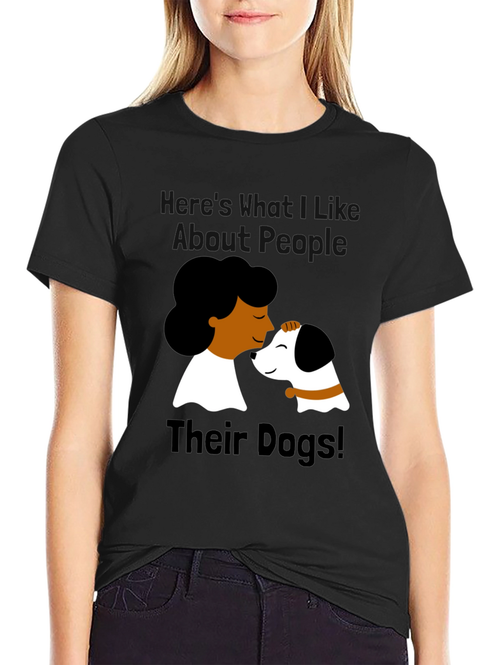 Dog Lover Graphic Tee - Black Cotton T-Shirt