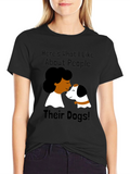 Dog Lover Graphic Tee - Black Cotton T-Shirt