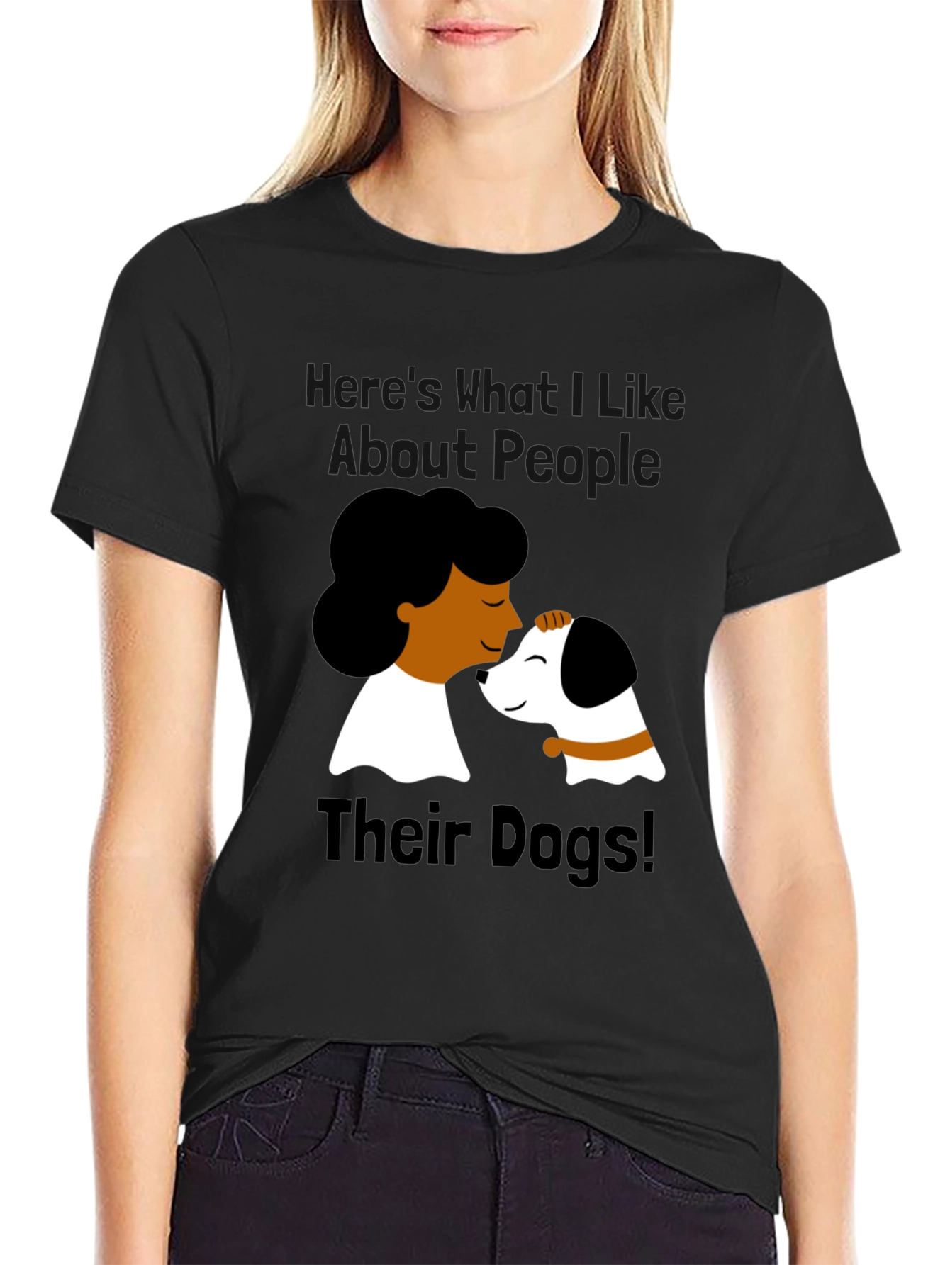 Dog Lover Graphic Tee - Black Cotton T-Shirt