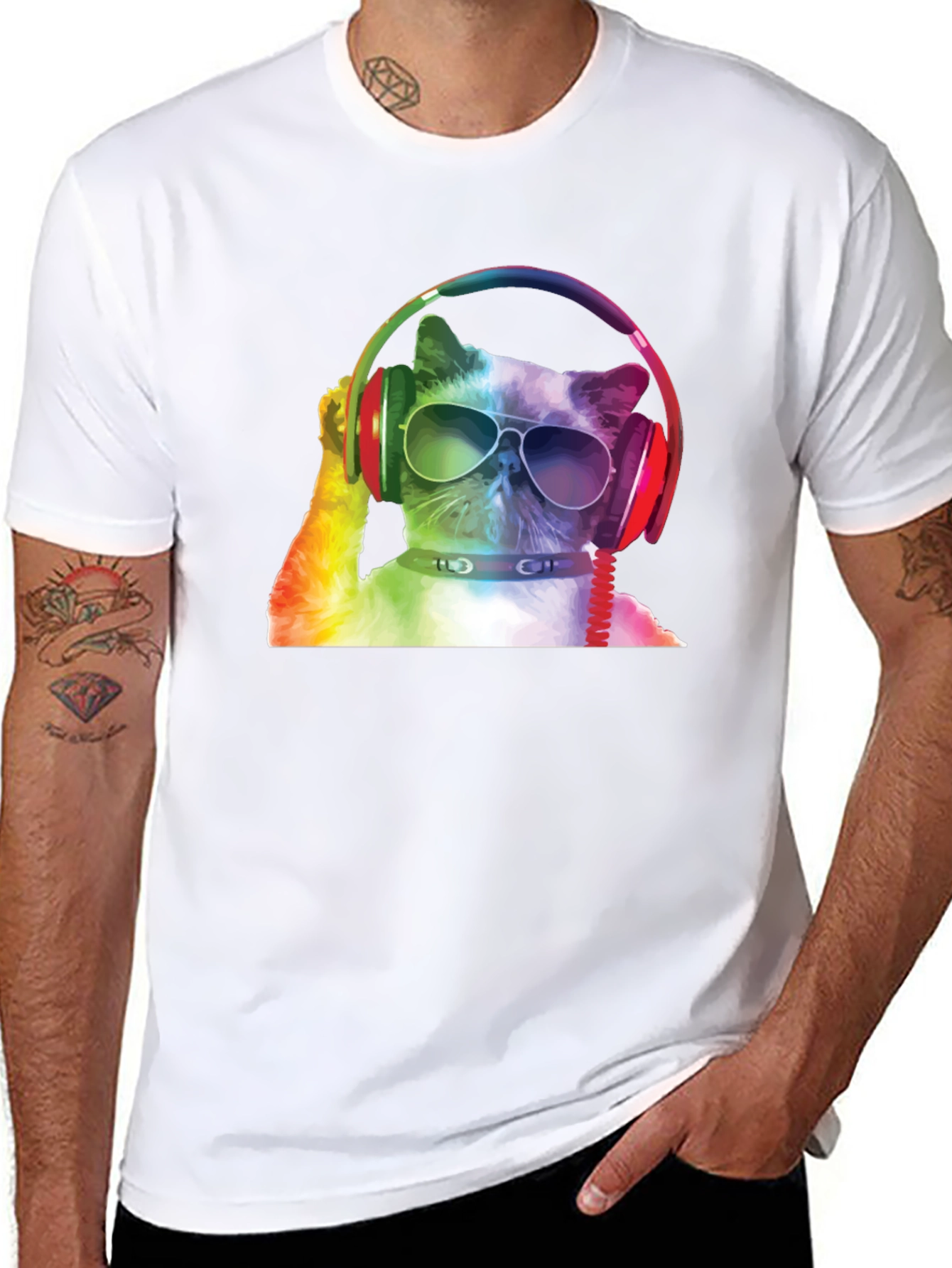 Cat DJ Graphic T-Shirt