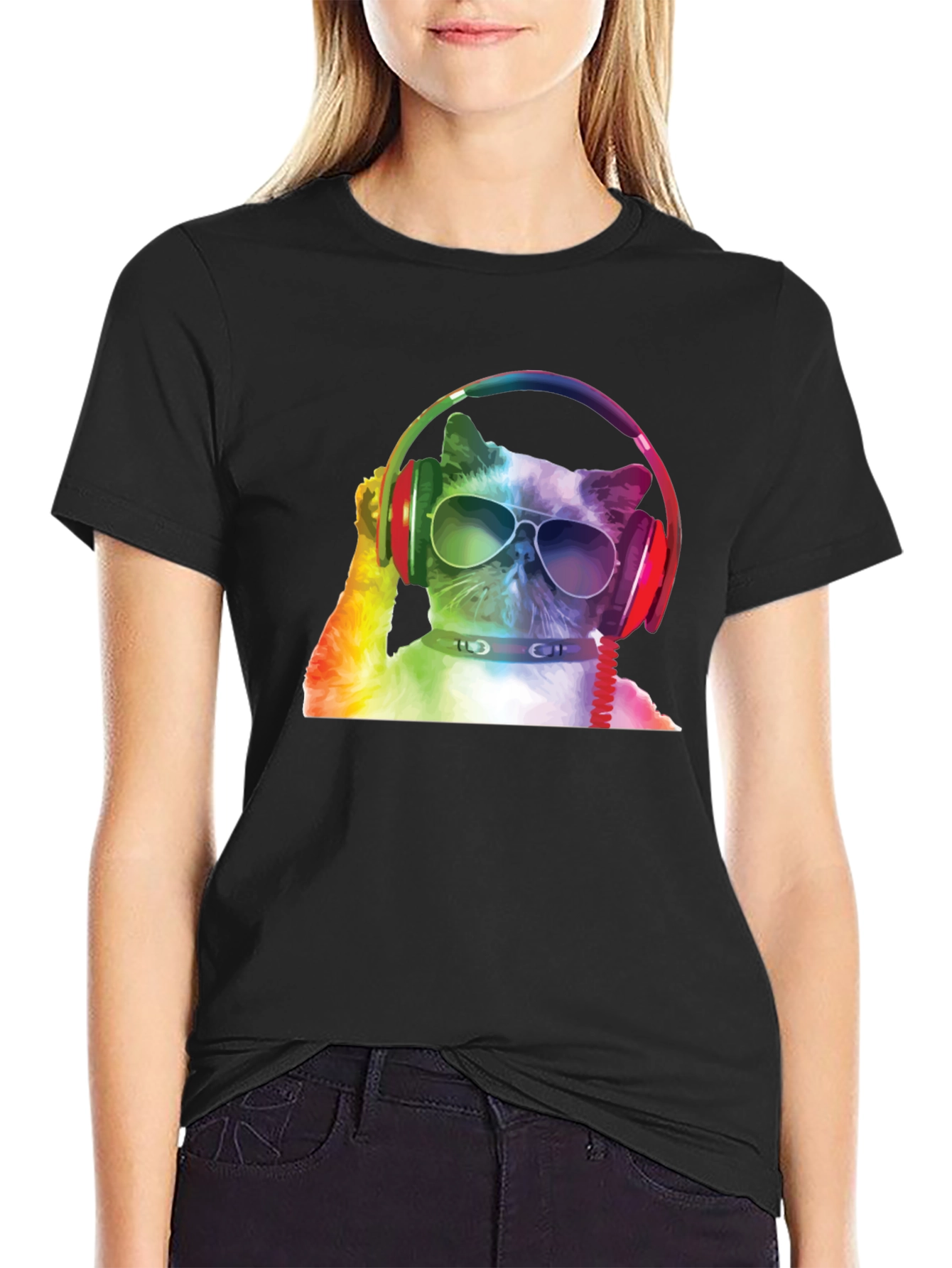 Cat DJ Graphic T-Shirt