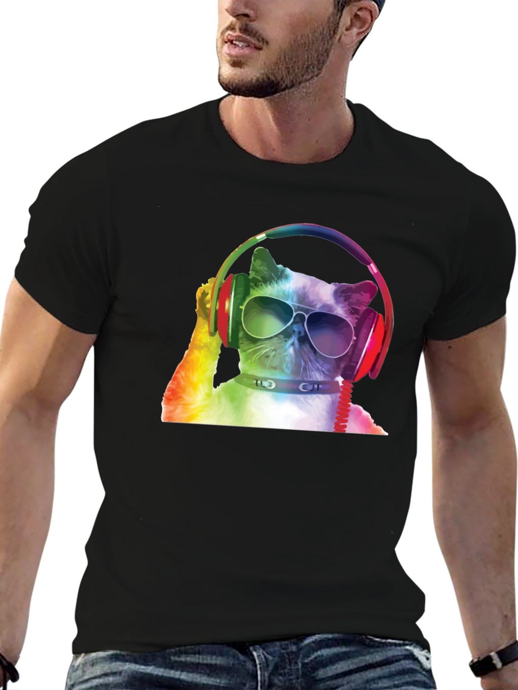 Cat DJ Graphic T-Shirt
