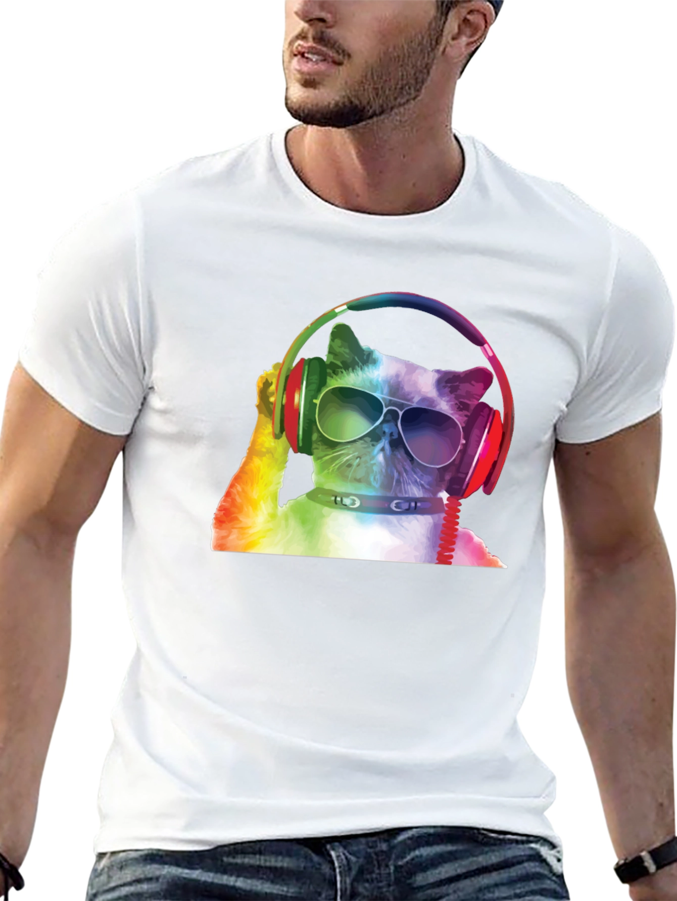 Cat DJ Graphic T-Shirt