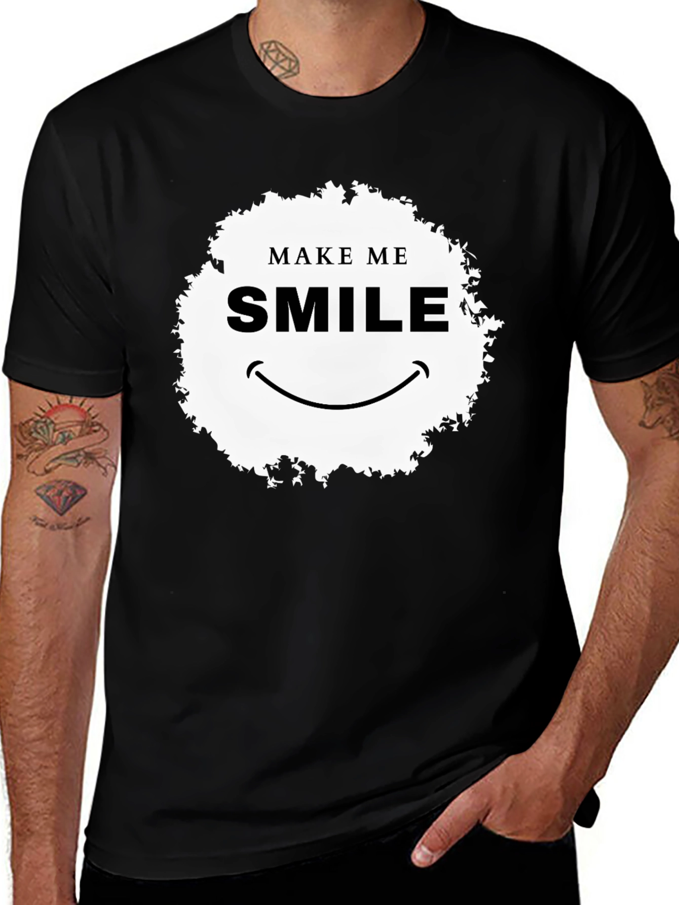 Make Me Smile Graphic T-Shirt - Black
