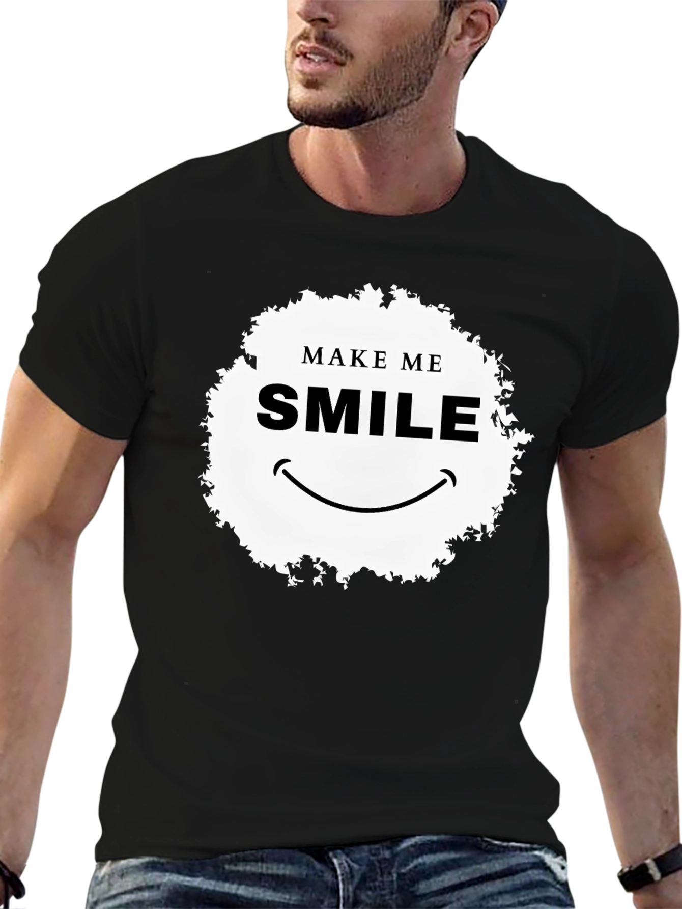 Make Me Smile Graphic T-Shirt - Black