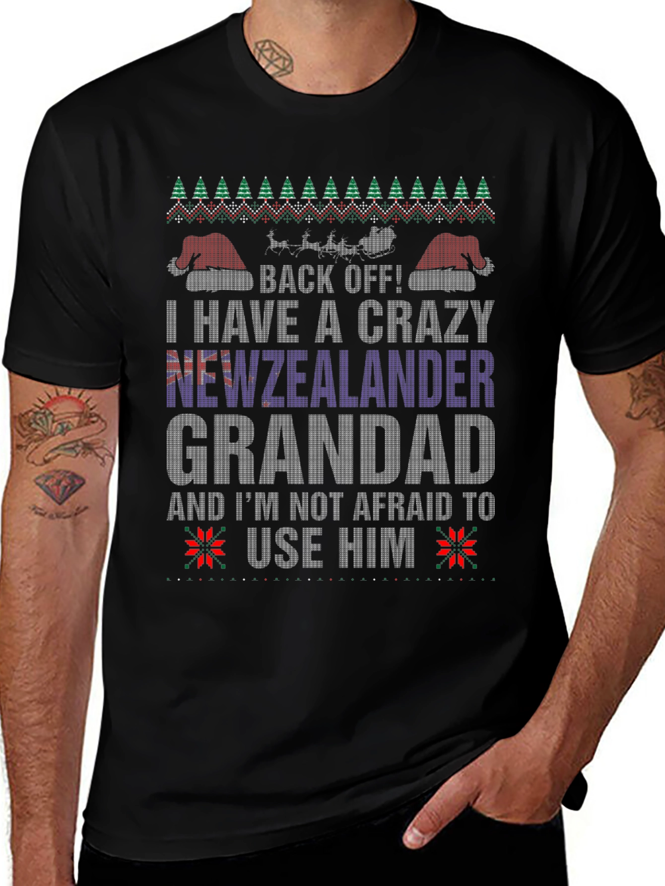 Crazy New Zealander Grandad T-Shirt - Funny Christmas Tee