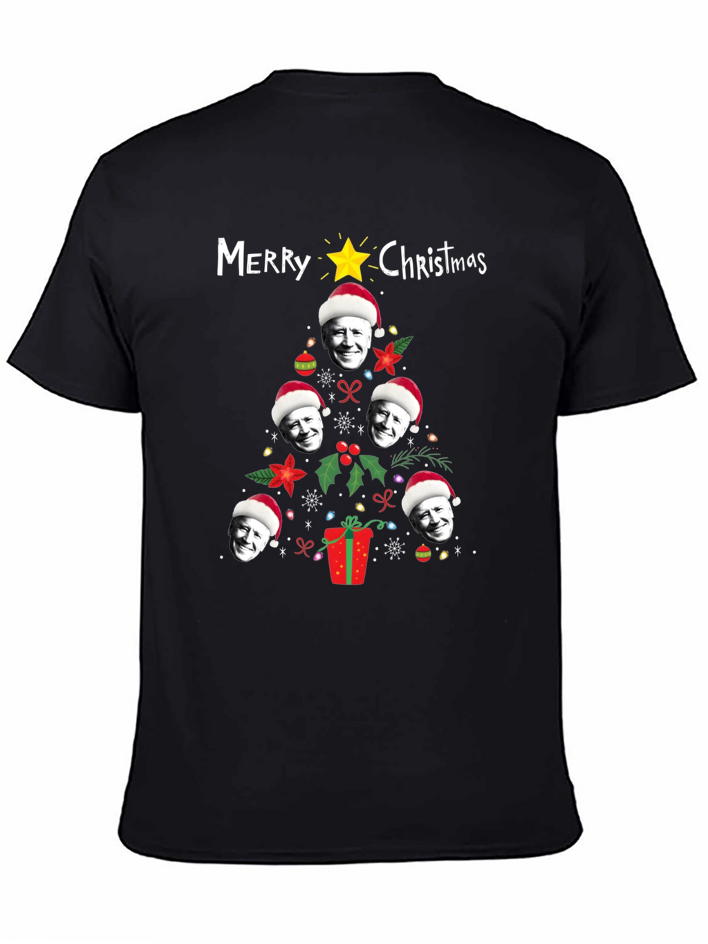 Funny Joe Biden Christmas Tree Graphic T-Shirt