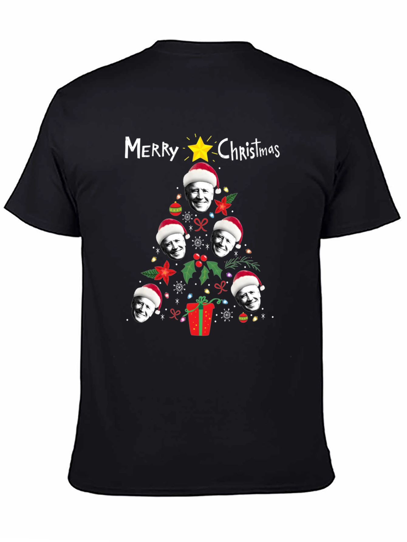 Funny Joe Biden Christmas Tree Graphic T-Shirt