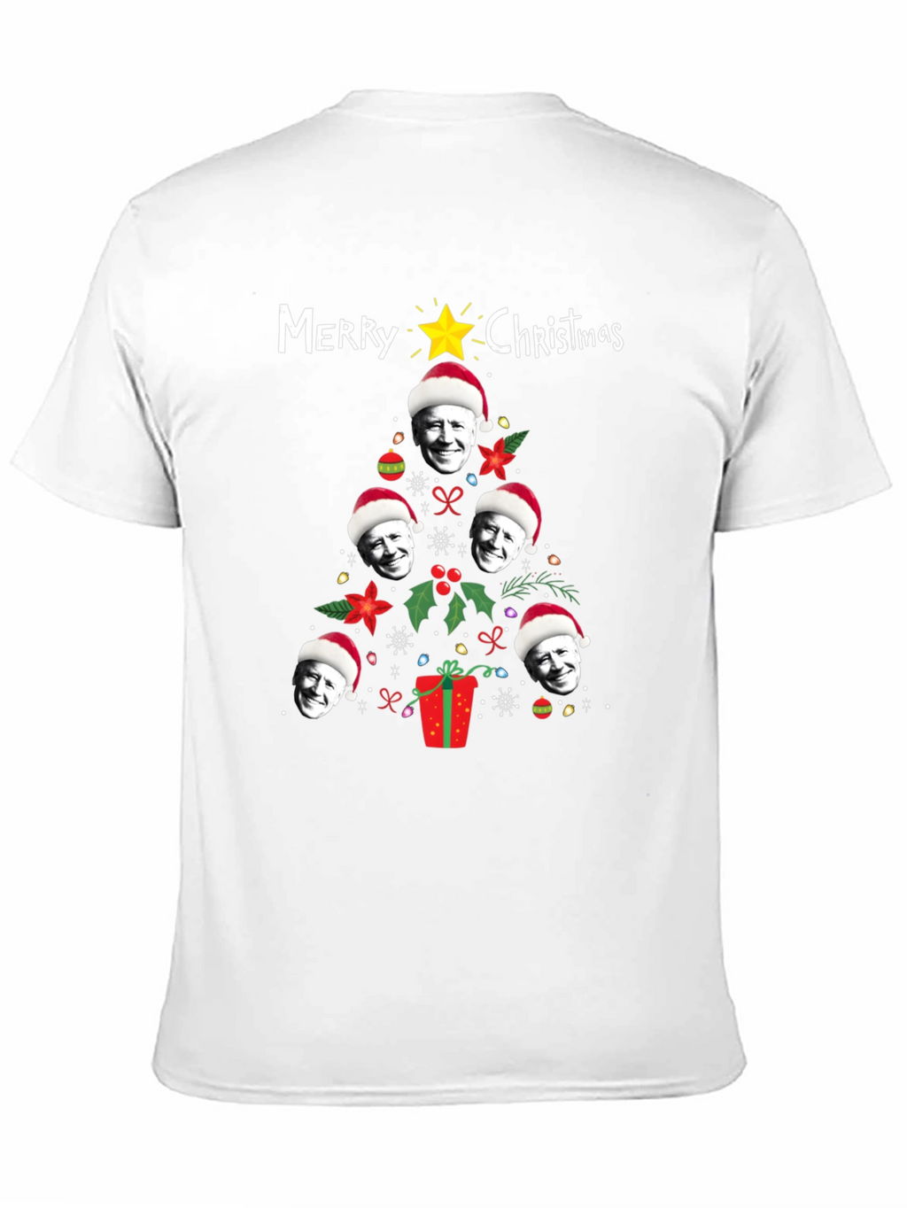 Funny Joe Biden Christmas Tree Graphic T-Shirt
