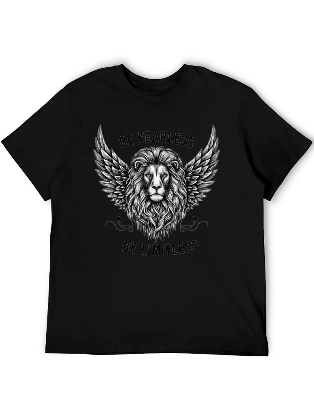 Fearless Limitless Lion Graphic Tee - Black Cotton T-Shirt