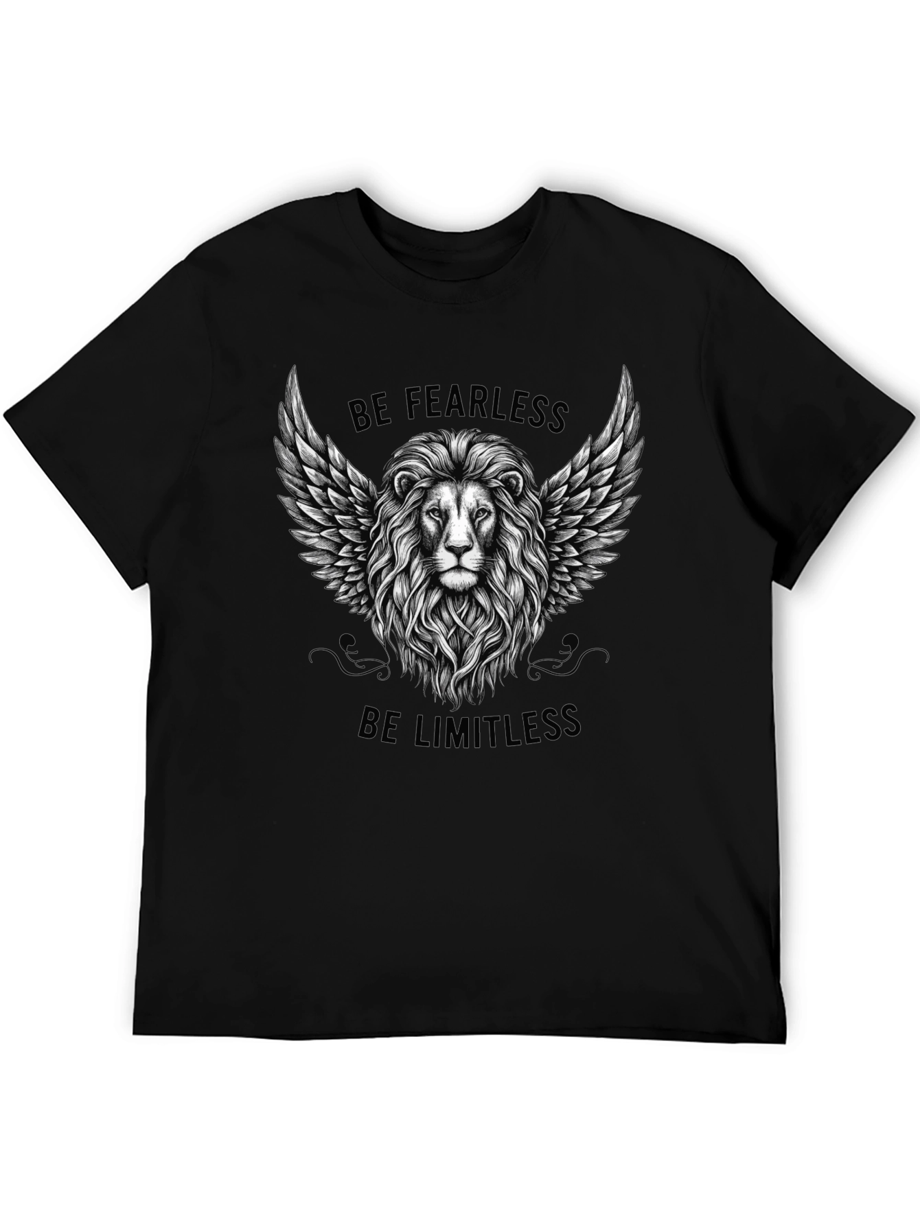Fearless Limitless Lion Graphic Tee - Black Cotton T-Shirt