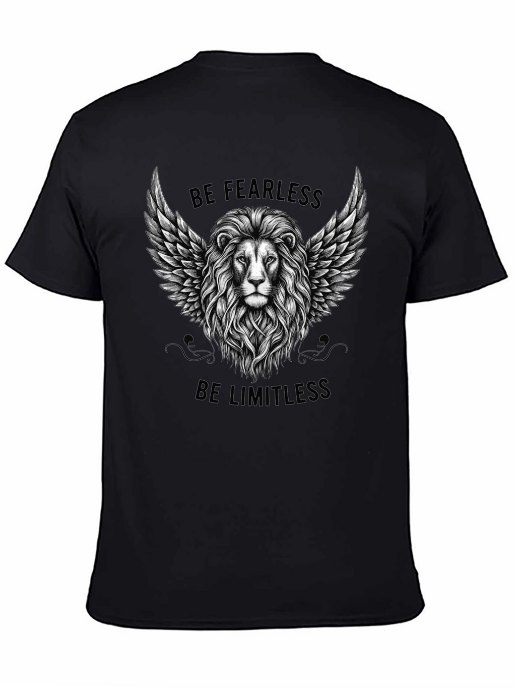 Fearless Limitless Lion Graphic Tee - Black Cotton T-Shirt