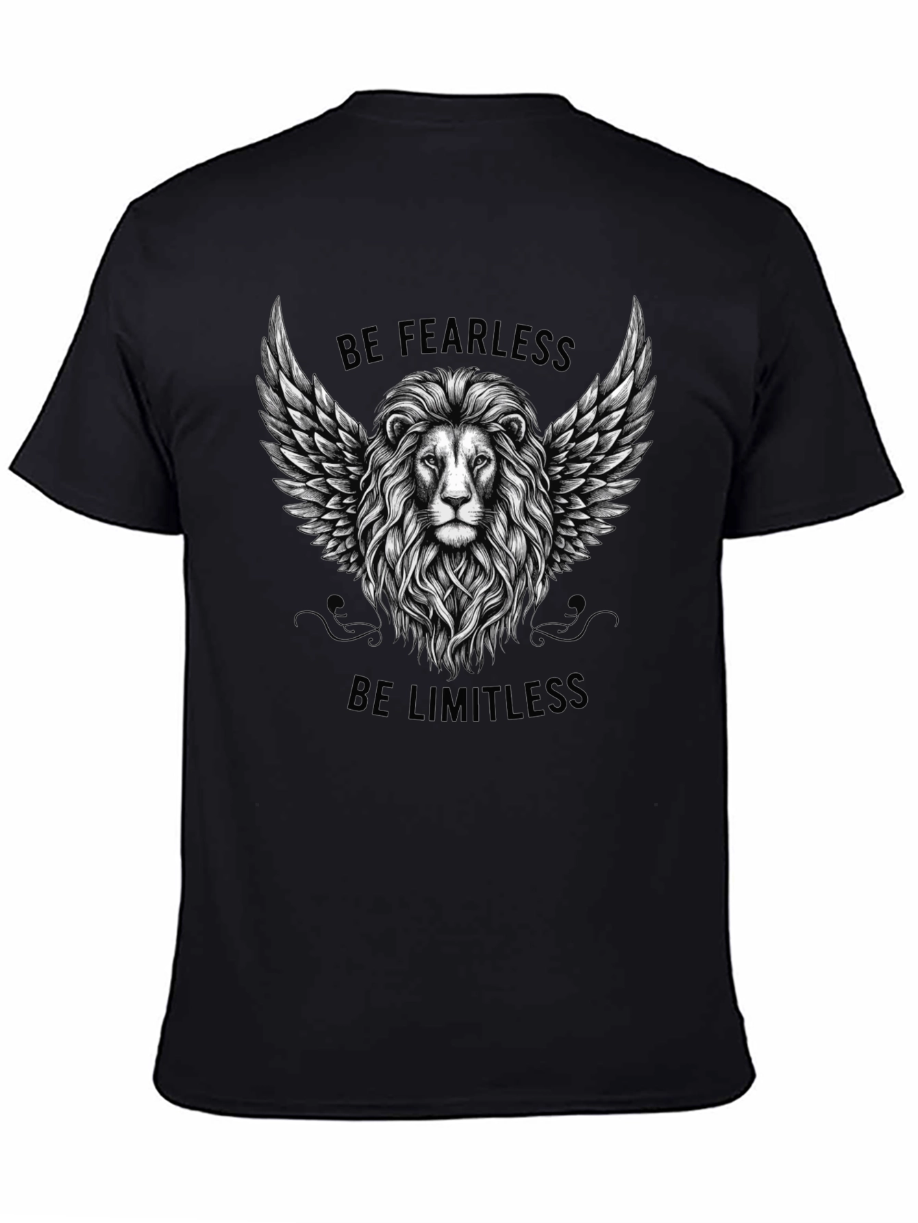 Fearless Limitless Lion Graphic Tee - Black Cotton T-Shirt