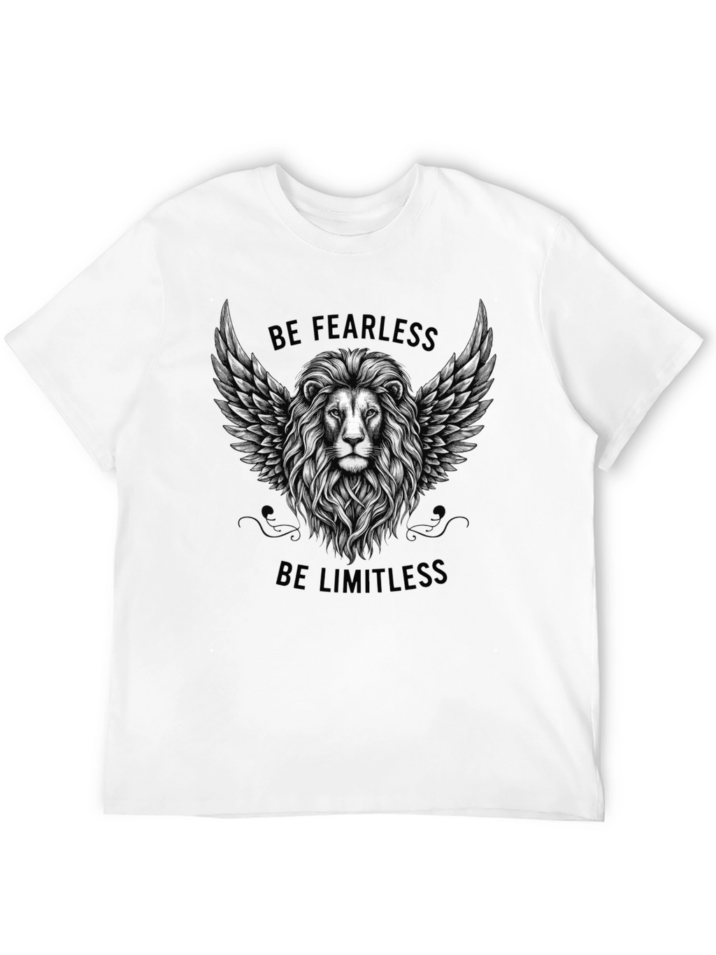 Fearless Limitless Lion Graphic Tee - Black Cotton T-Shirt