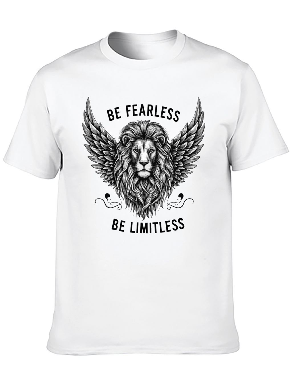 Fearless Limitless Lion Graphic Tee - Black Cotton T-Shirt