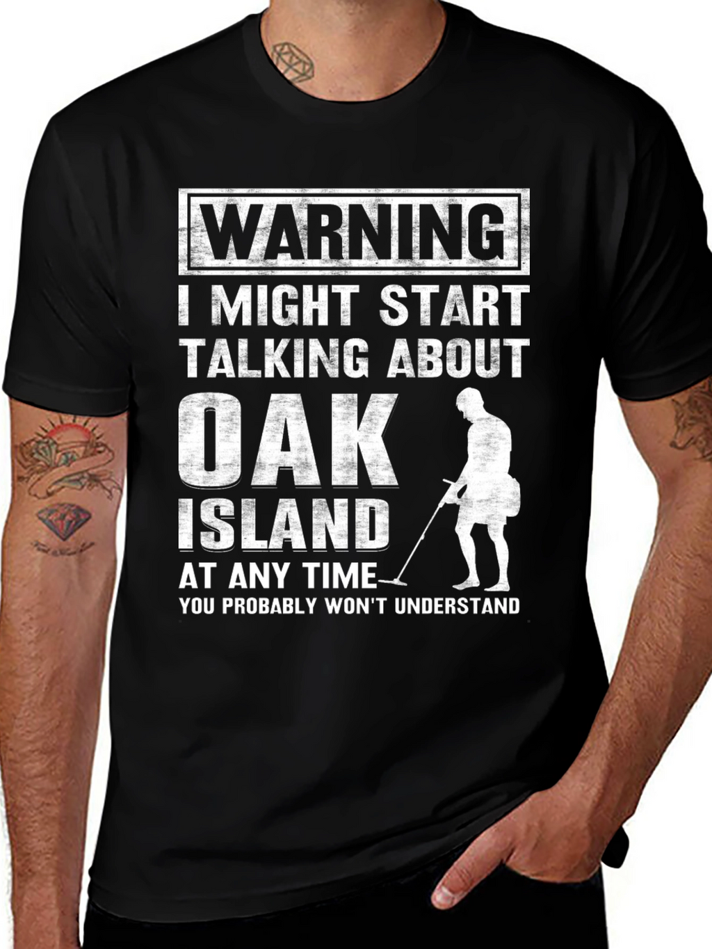 Oak Island Warning Graphic Tee - Metal Detecting