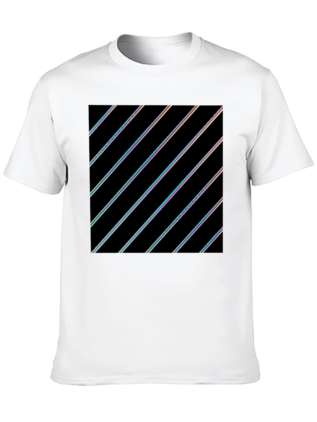 Modern Black T-Shirt with Geometric Stripe Design