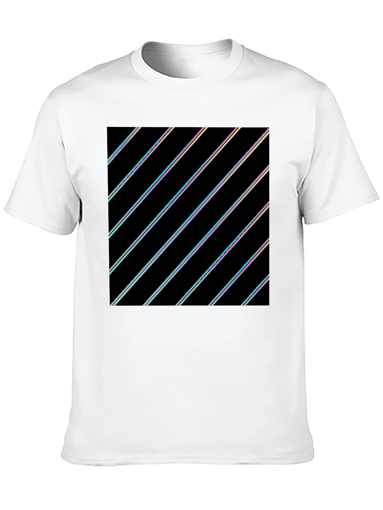 Modern Black T-Shirt with Geometric Stripe Design