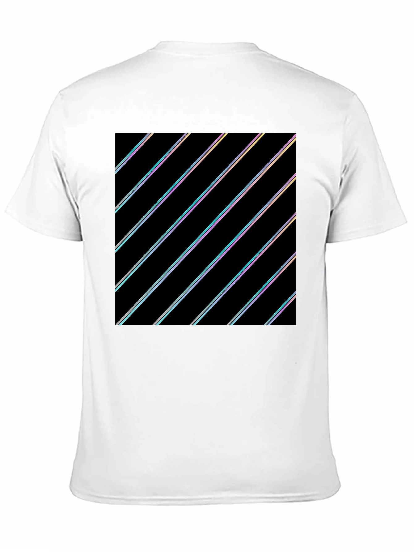 Modern Black T-Shirt with Geometric Stripe Design
