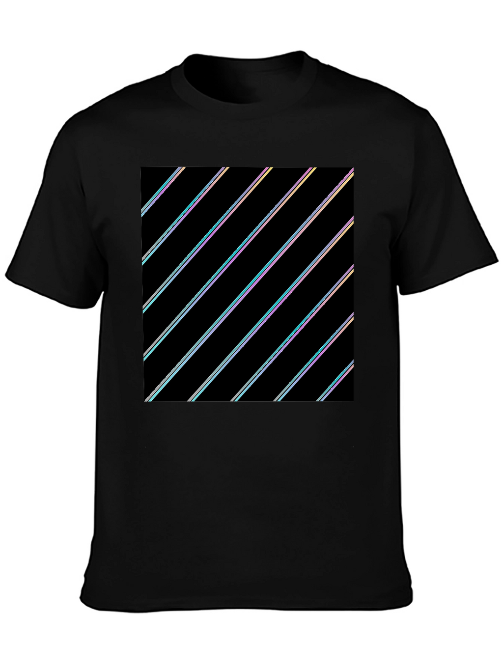Modern Black T-Shirt with Geometric Stripe Design