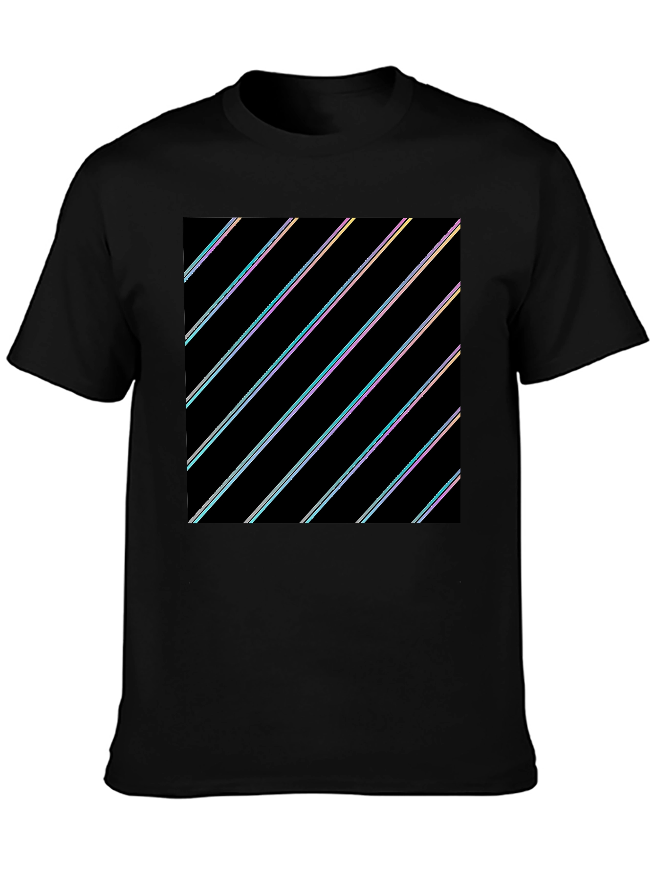 Modern Black T-Shirt with Geometric Stripe Design