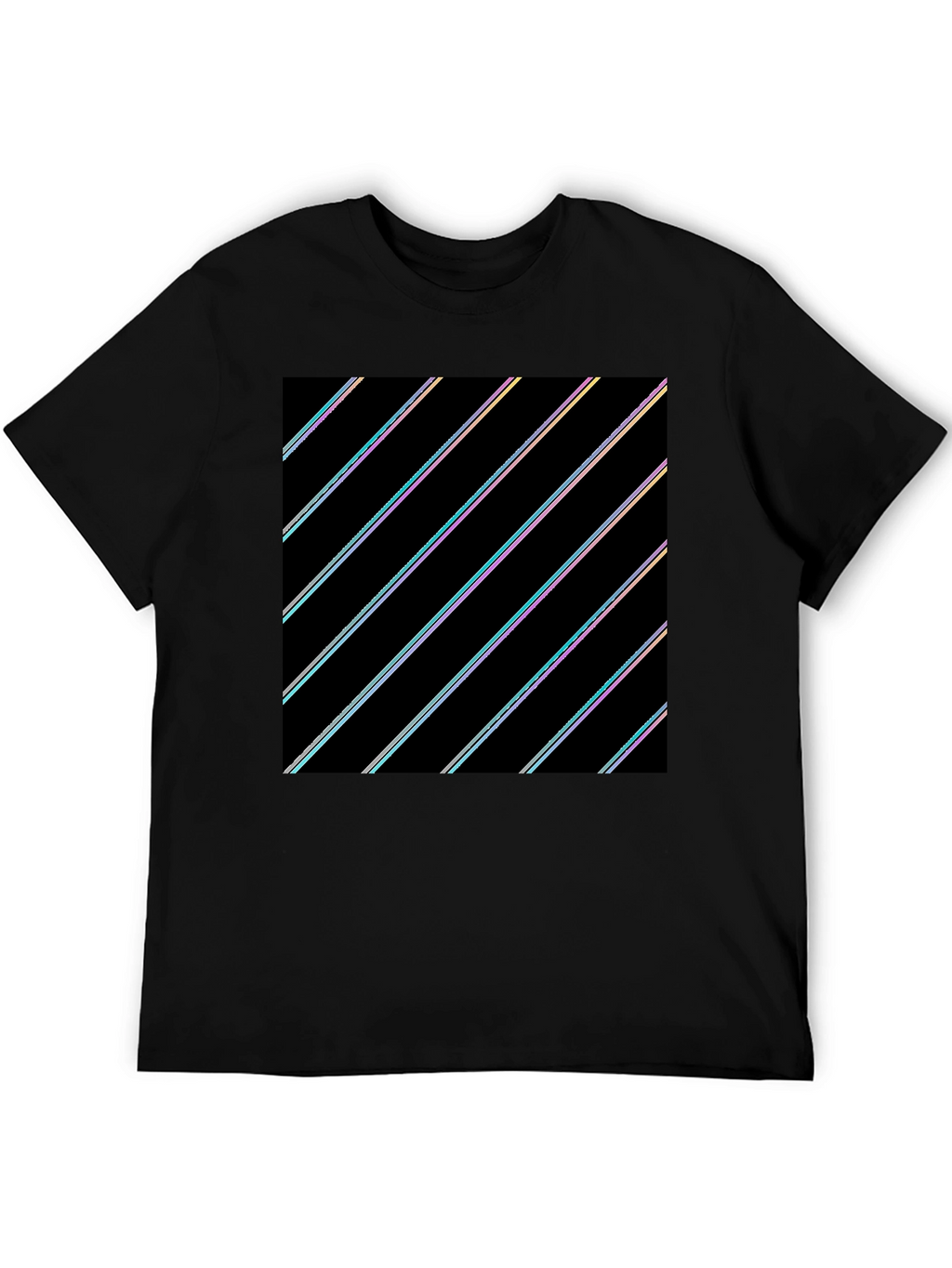 Modern Black T-Shirt with Geometric Stripe Design