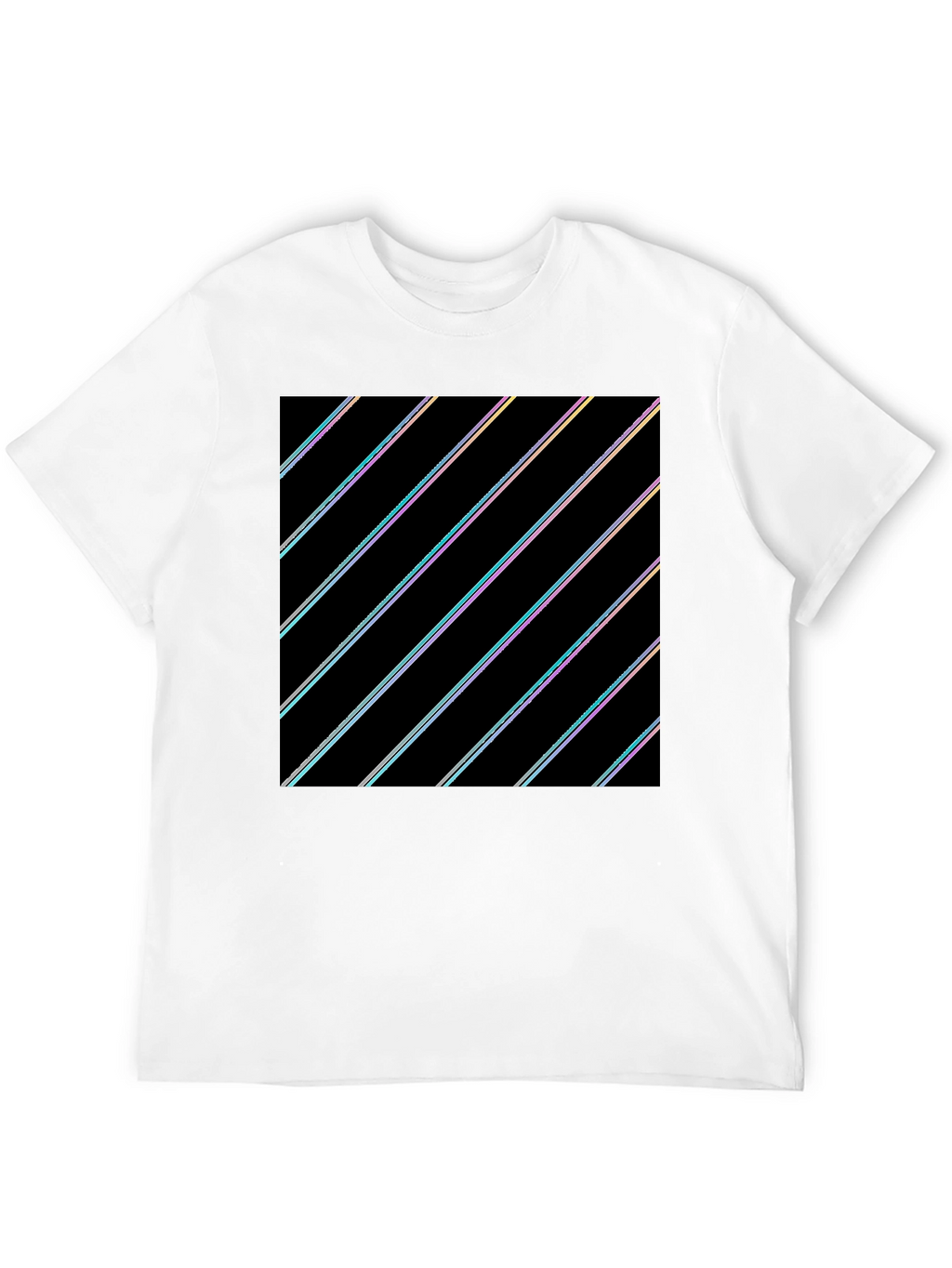 Modern Black T-Shirt with Geometric Stripe Design