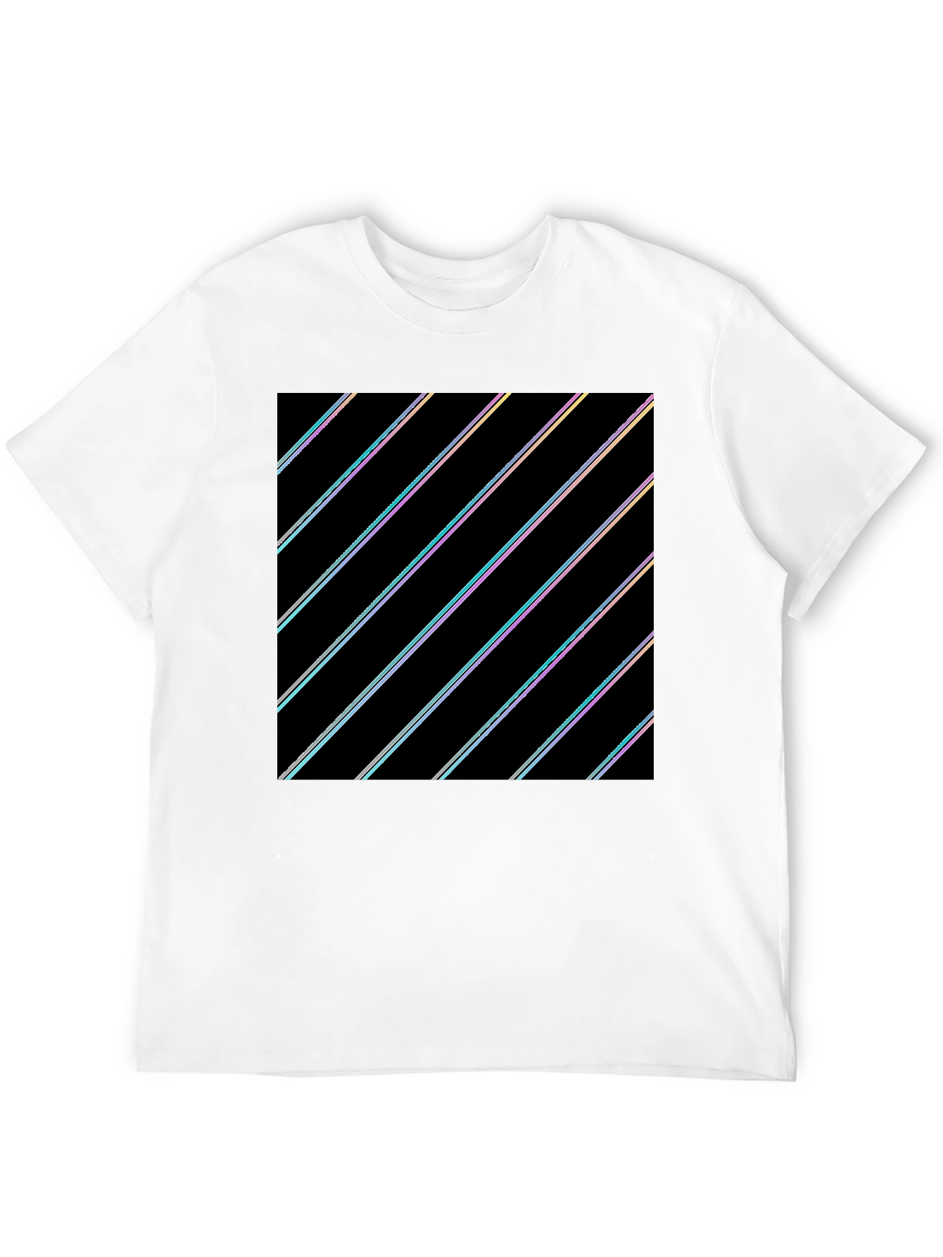 Modern Black T-Shirt with Geometric Stripe Design