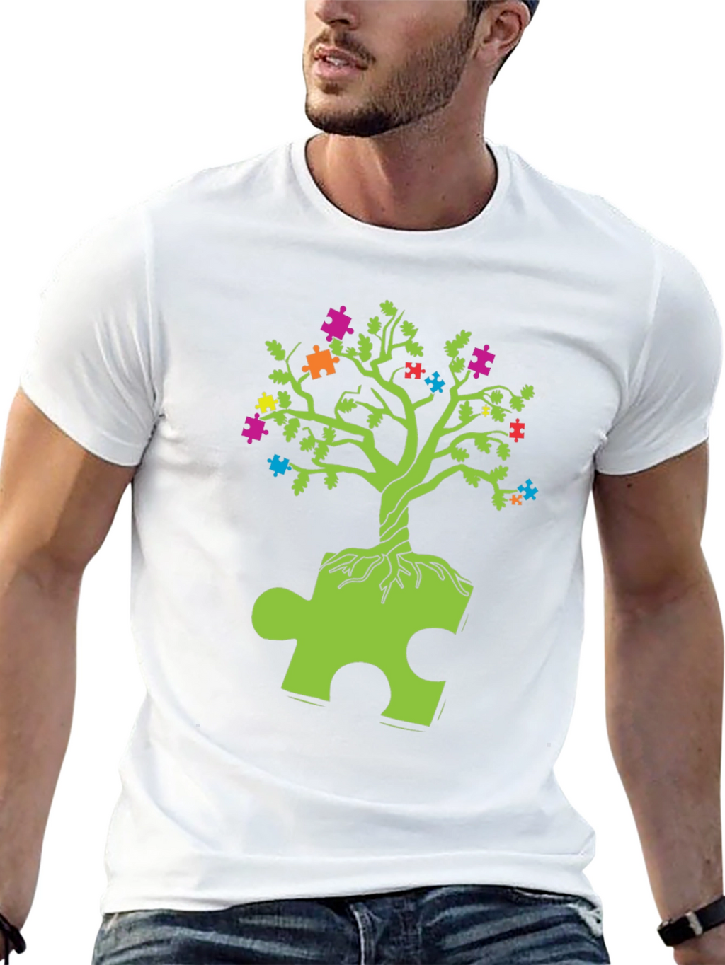 Autism Awareness Puzzle Tree Graphic T-Shirt
