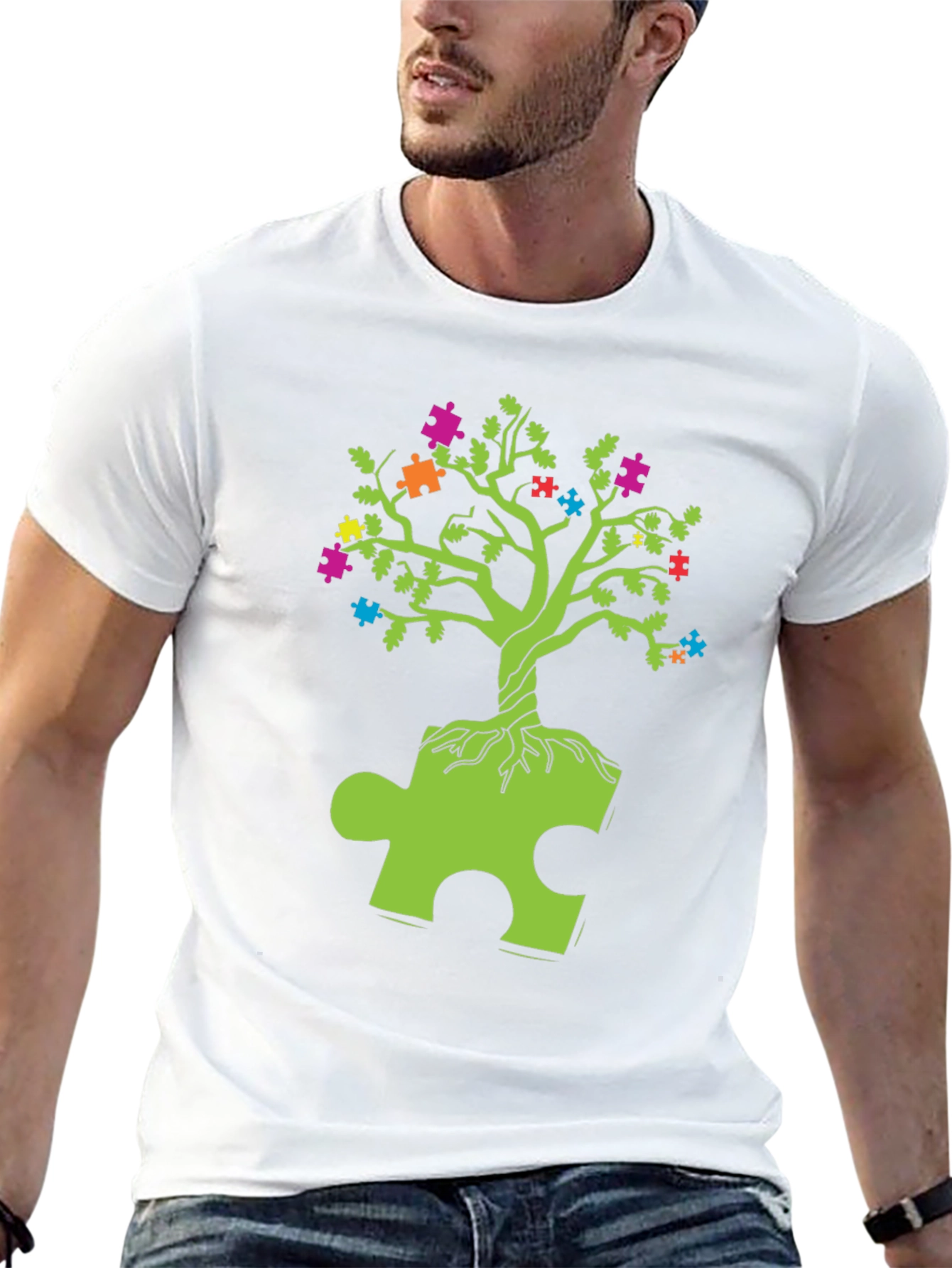 Autism Awareness Puzzle Tree Graphic T-Shirt