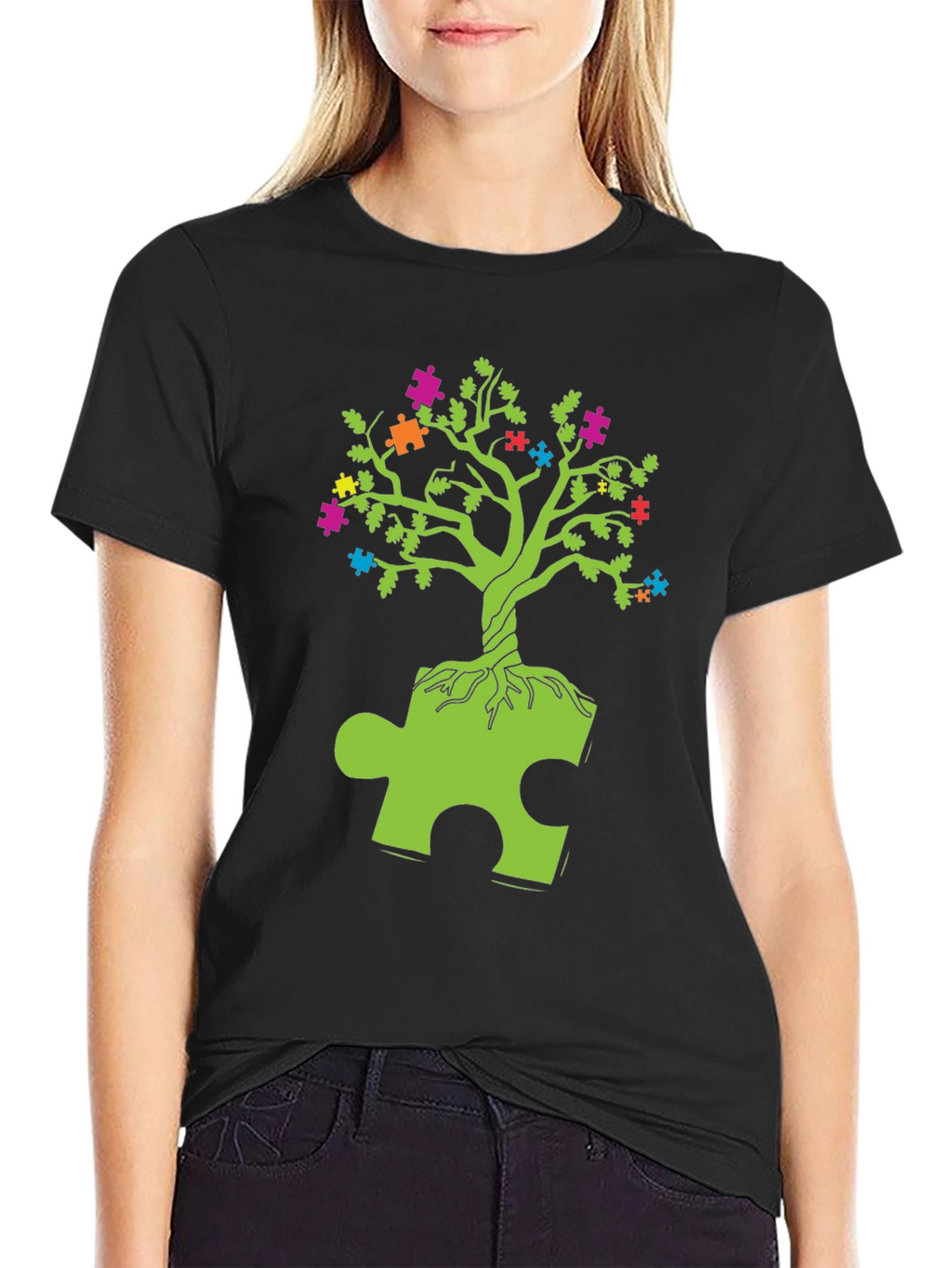 Autism Awareness Puzzle Tree Graphic T-Shirt