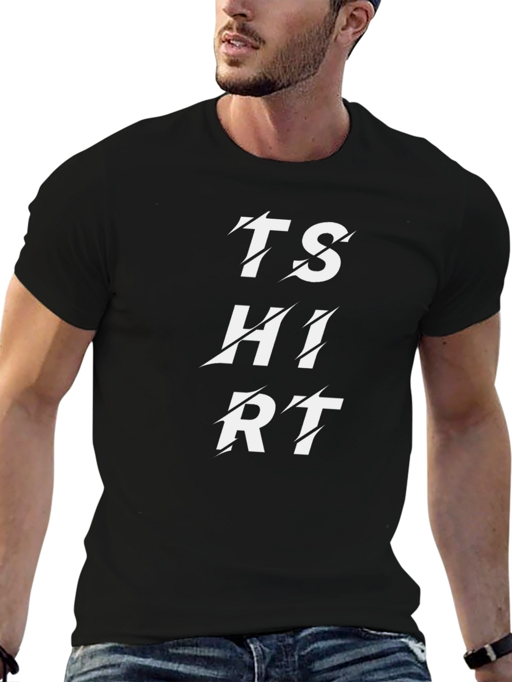 Mens Black T-Shirt - Graphic Print Tee
