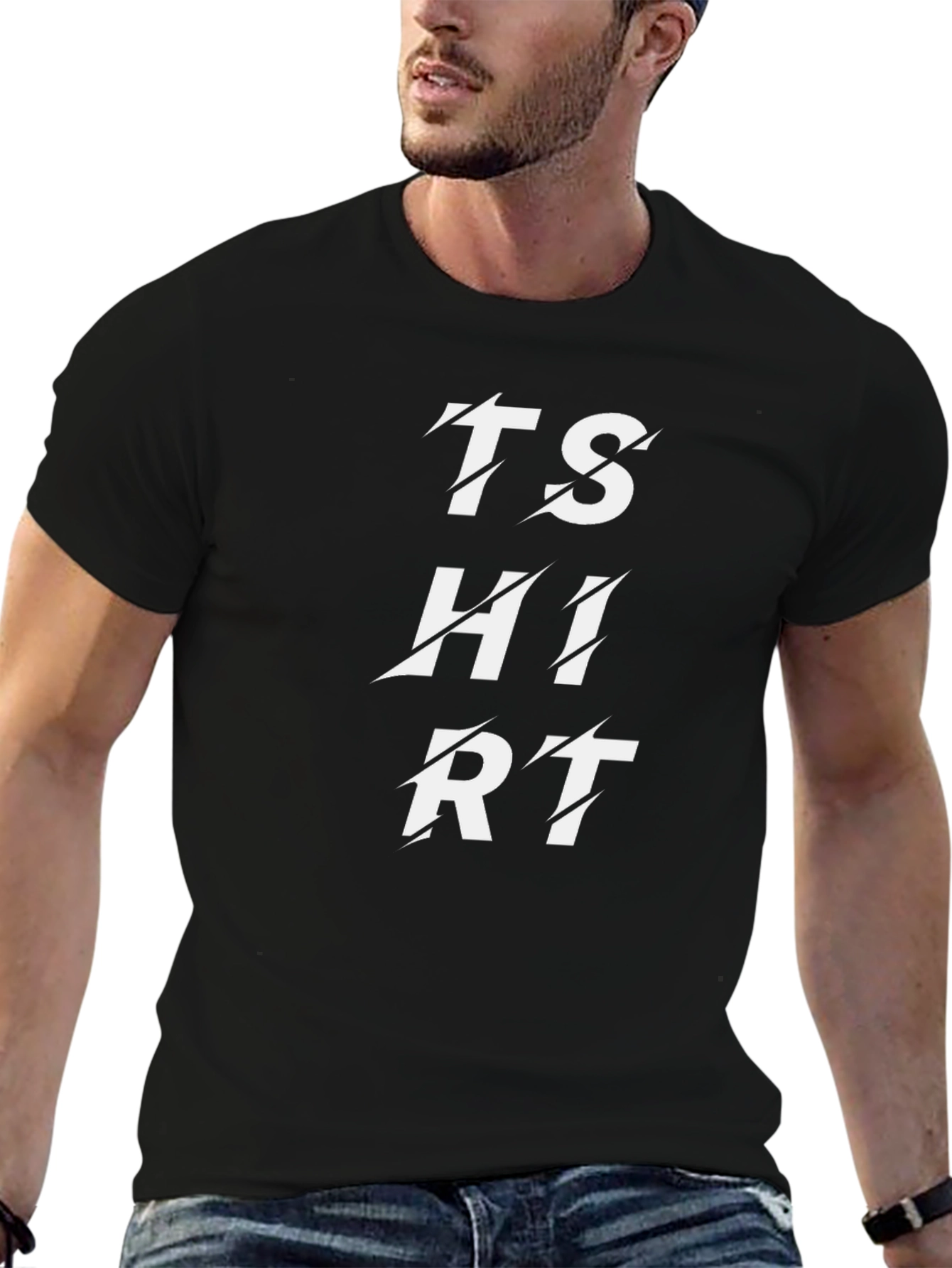 Mens Black T-Shirt - Graphic Print Tee