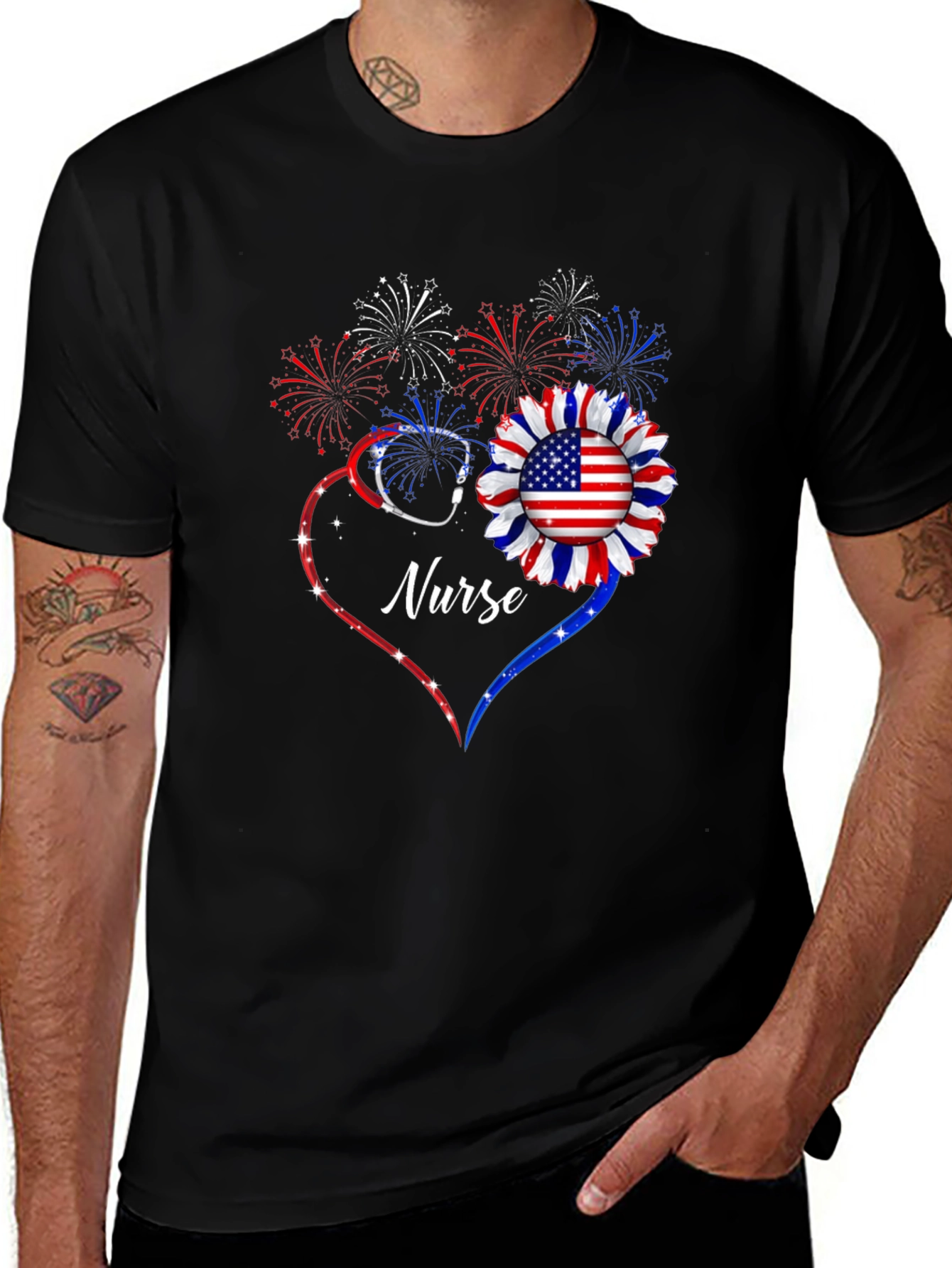 Patriotic Nurse Graphic T-Shirt
