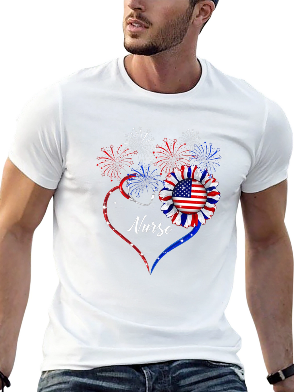Patriotic Nurse Graphic T-Shirt