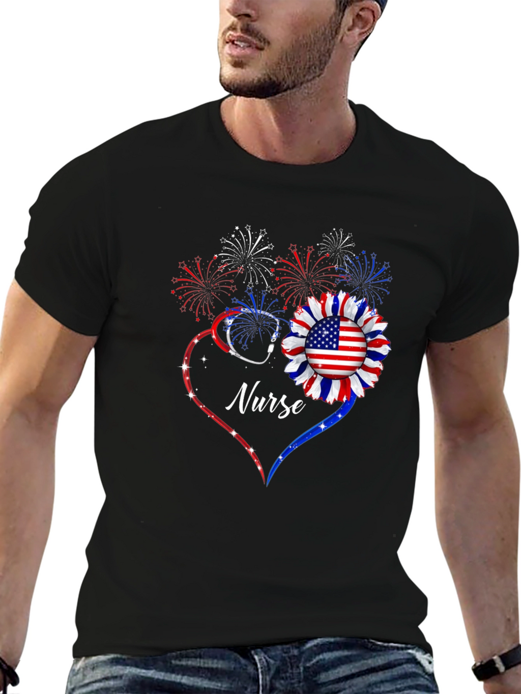 Patriotic Nurse Graphic T-Shirt