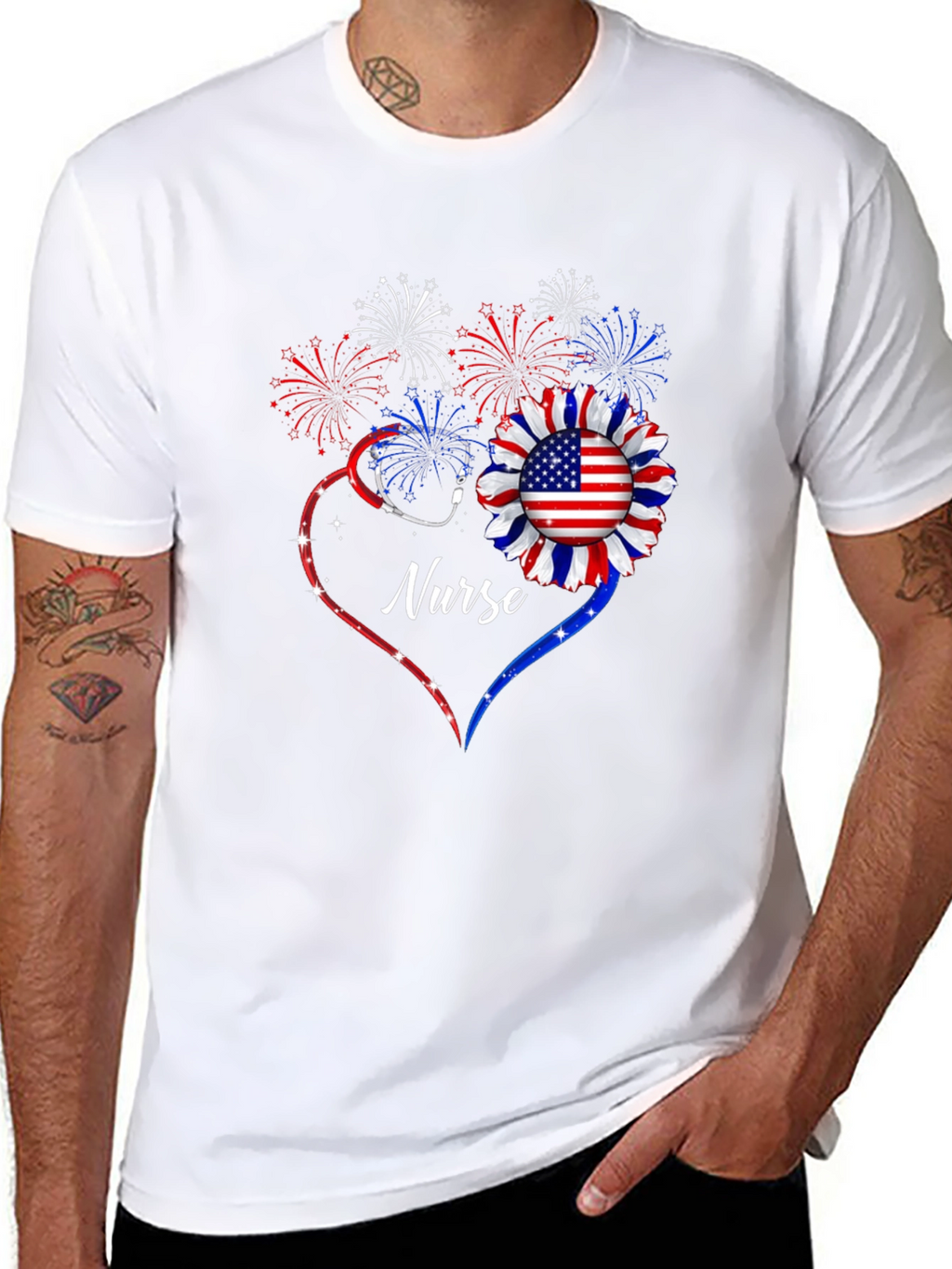 Patriotic Nurse Graphic T-Shirt