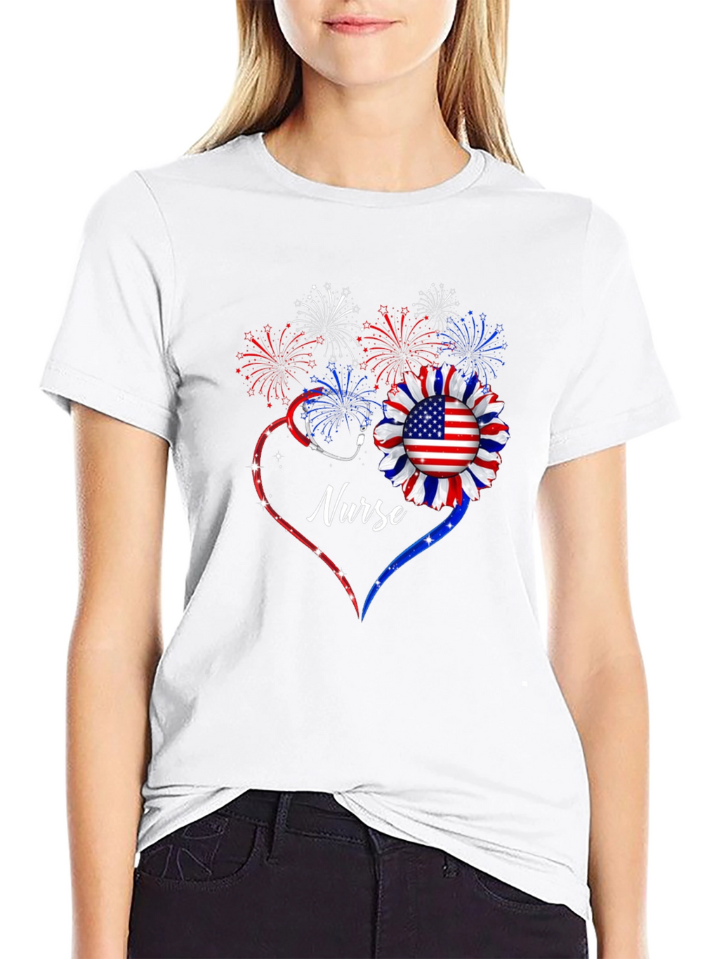 Patriotic Nurse Graphic T-Shirt