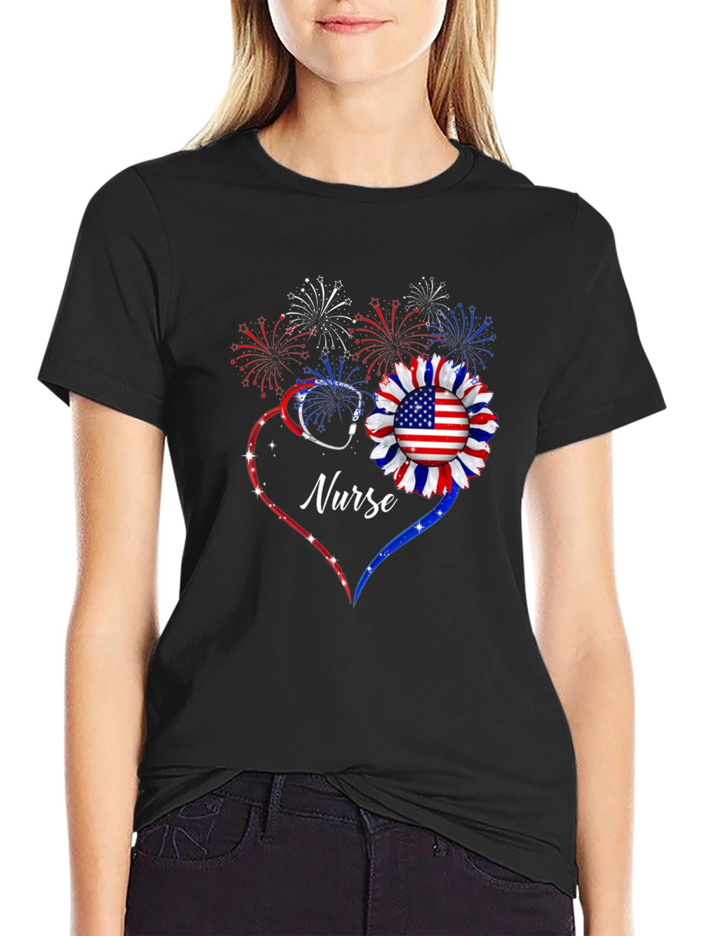 Patriotic Nurse Graphic T-Shirt