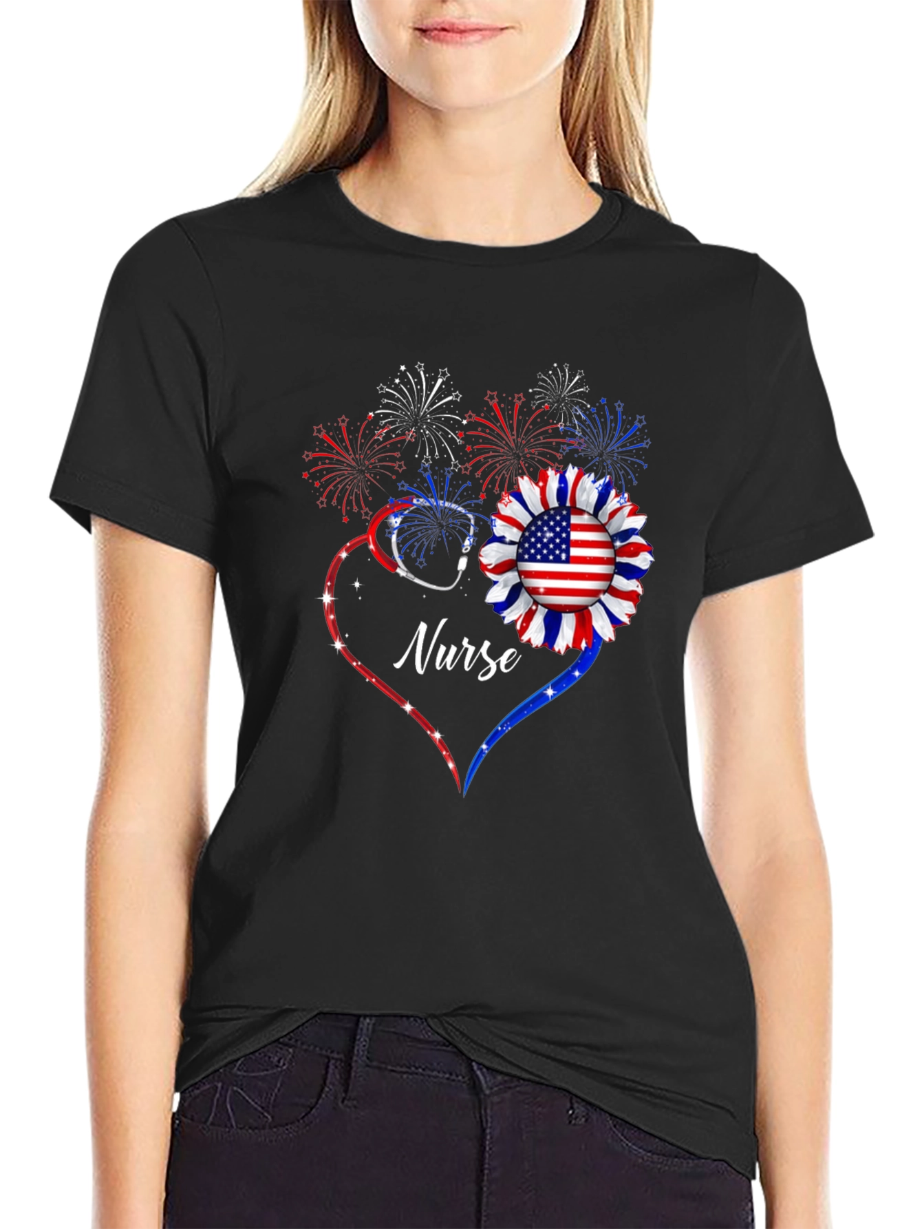 Patriotic Nurse Graphic T-Shirt