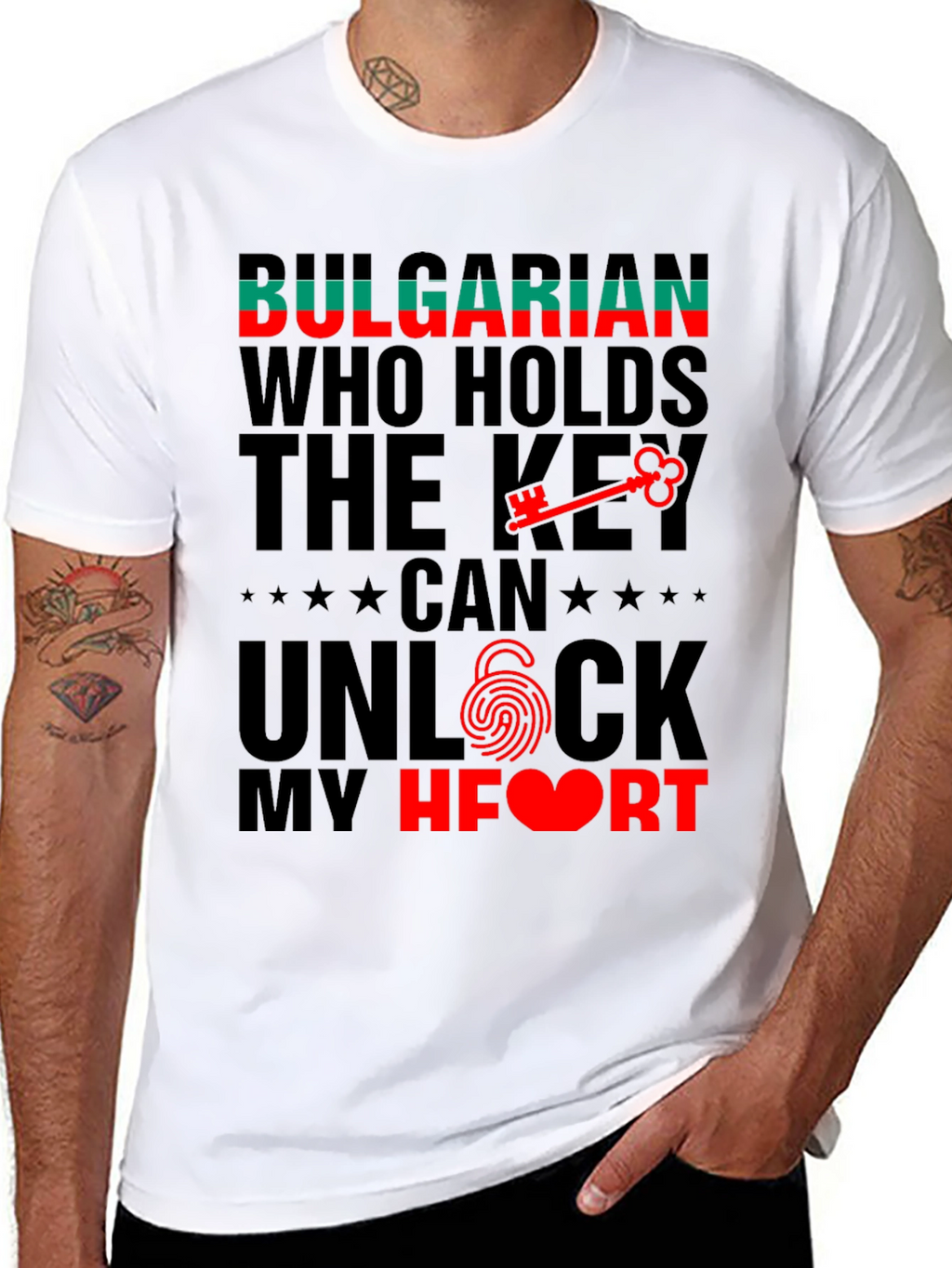 Bulgarian Heart Key T-Shirt - Novelty Graphic Tee