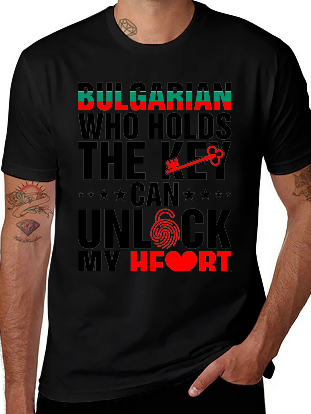 Bulgarian Heart Key T-Shirt - Novelty Graphic Tee