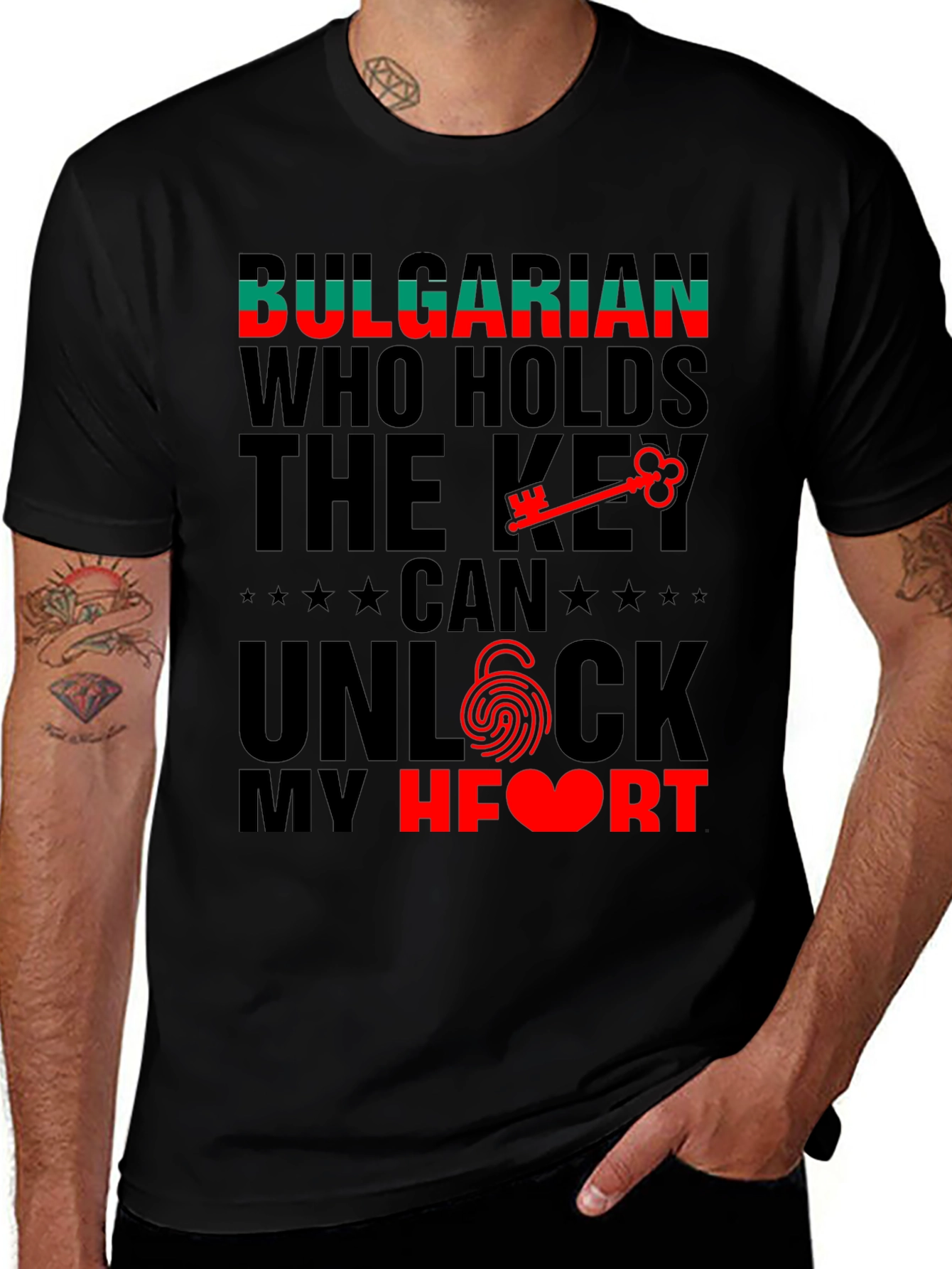 Bulgarian Heart Key T-Shirt - Novelty Graphic Tee