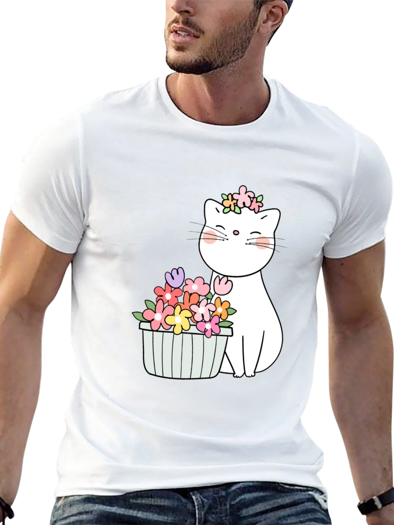 Floral Cat Graphic T-Shirt