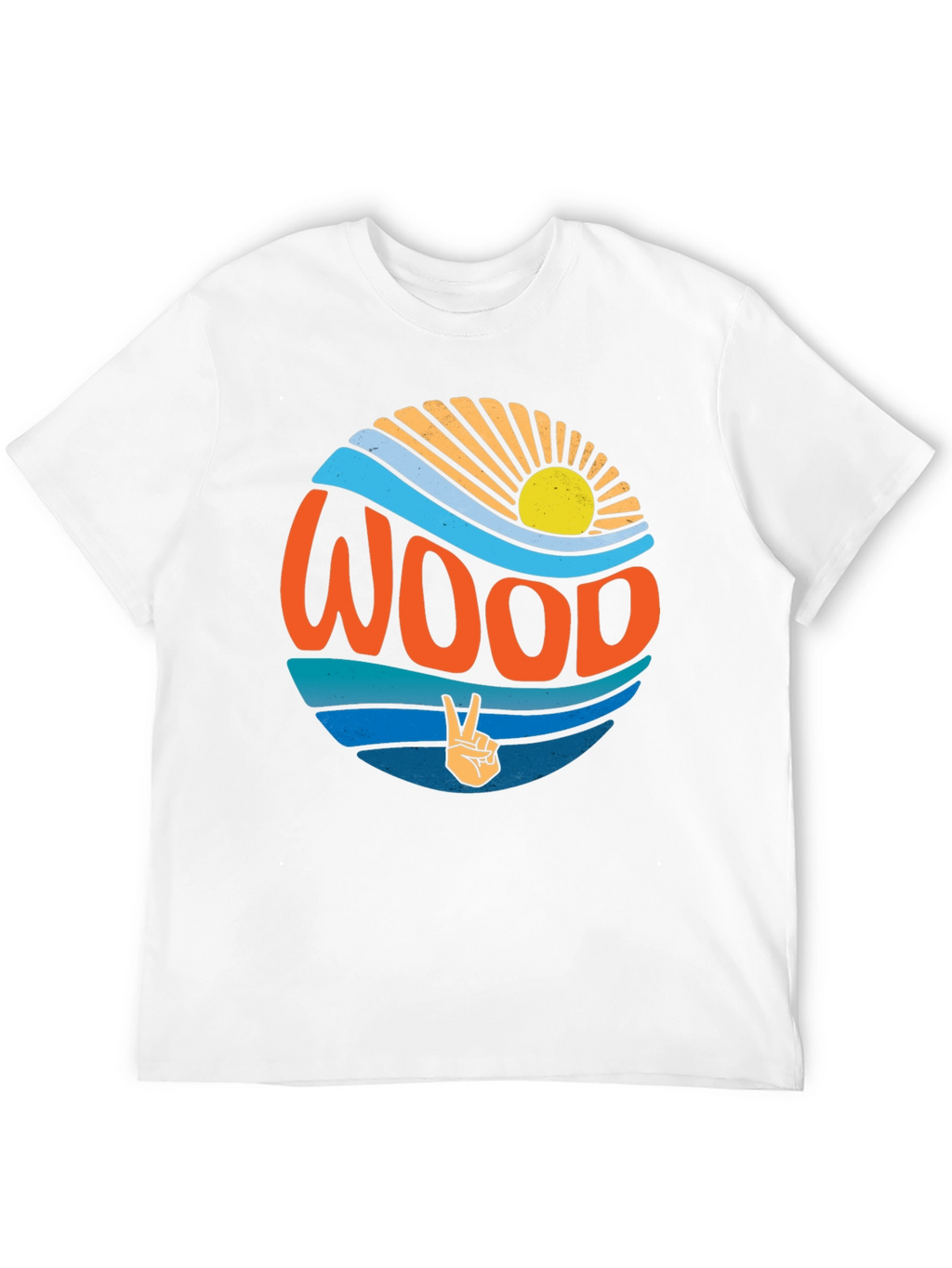 Retro WOOD Graphic T-Shirt - Peace & Waves